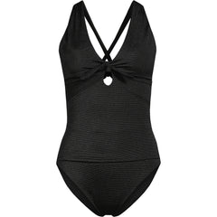 Women's Plus Size Shine Ribbed Tankini Top and High Waisted Bottom Swimsuit Set