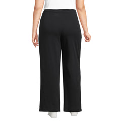 Women's Plus Size Sport Knit High Rise Pull On Relaxed Straight Leg Pants