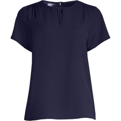 School Uniform Women's Petite Keyhole Crepe Blouse