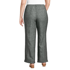 Women's Plus Size High Rise Wide Leg Linen Pleated Pants