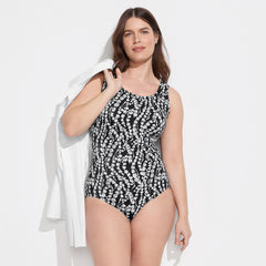 Women's Plus Size Long Tugless Low Leg One Piece Swimsuit