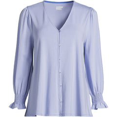 Women's Plus Size 3/4 Sleeve Lightweight Jersey Button Front Top