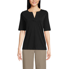 School Uniform Women's Supima Jersey Half Sleeve Splitneck Shirt