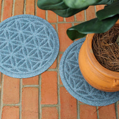 Matterly Waterhog 17" Round Flower of Life Plant Trivet - Set of 2