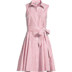 Women's Poplin Button Front Dress with Godets