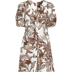 Women's Plus Size Linen Above the Knee Puff Sleeve Dress