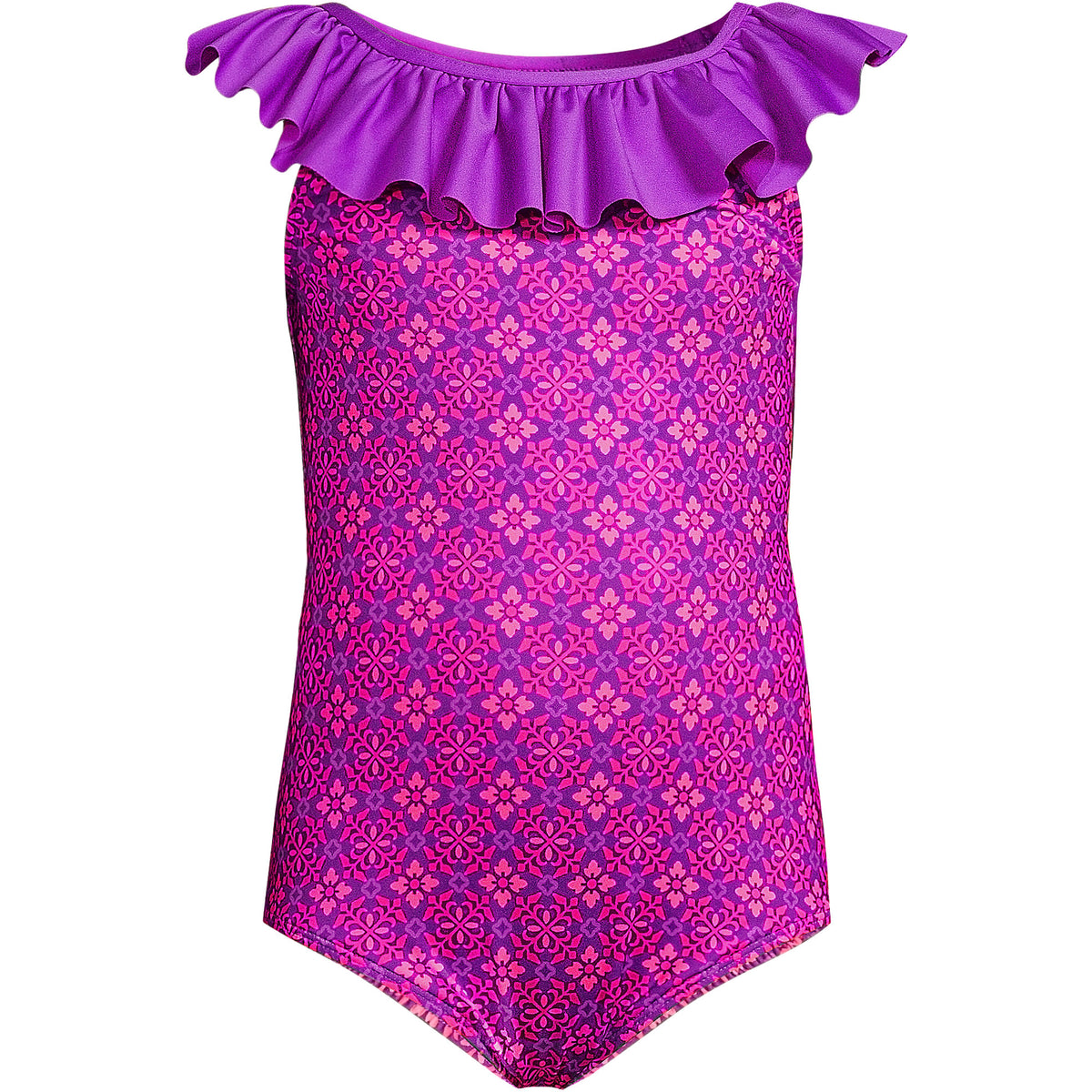 Girls Scoop Ruffle Neck One Piece Swimsuit