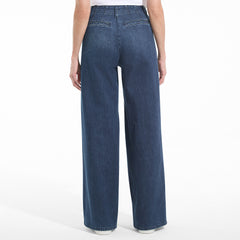 Women's Soft Denim High Rise Pleated Wide Leg Trousers