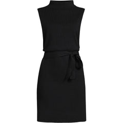Women's Cotton Blend Short Sleeve Mock Neck Sweater Dress