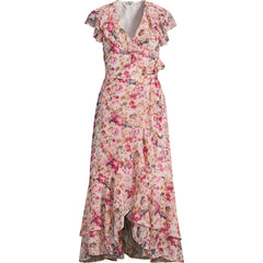 Women's Petite Chiffon Flutter Sleeve VNeck Wrap Maxi Dress