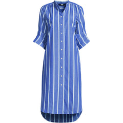 Women's Petite Poplin Oversized Puff Sleeve Midi Shirt Dress