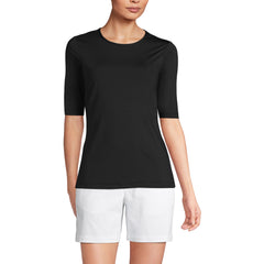 Women's Petite Elbow Sleeve Crewneck Garden Tee- Sunshade UPF 50 Quick Dry