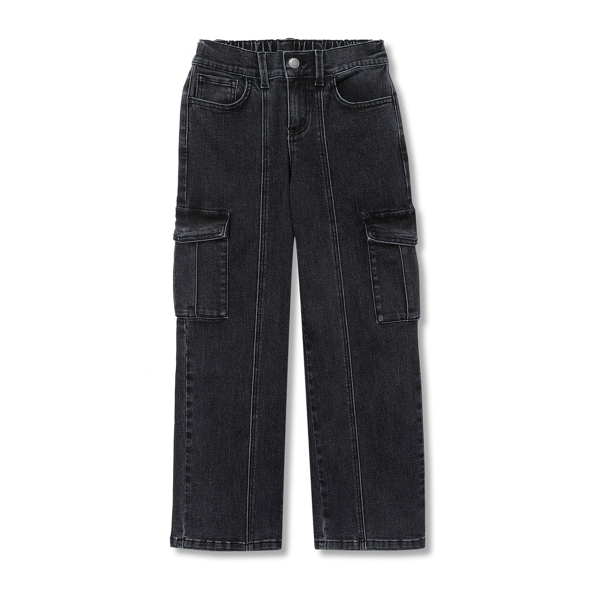 Girls Denim Cargo Wide Leg Jeans