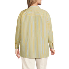 Women's Plus Size Oversized No Iron Tunic with Statement Collar Shirt