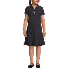 Girls Short Sleeve Mesh Pleated Polo Dress