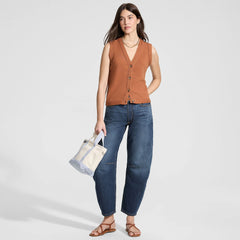 Women's Soft Denim Mid Rise Relaxed Barrel Leg Ankle Jeans