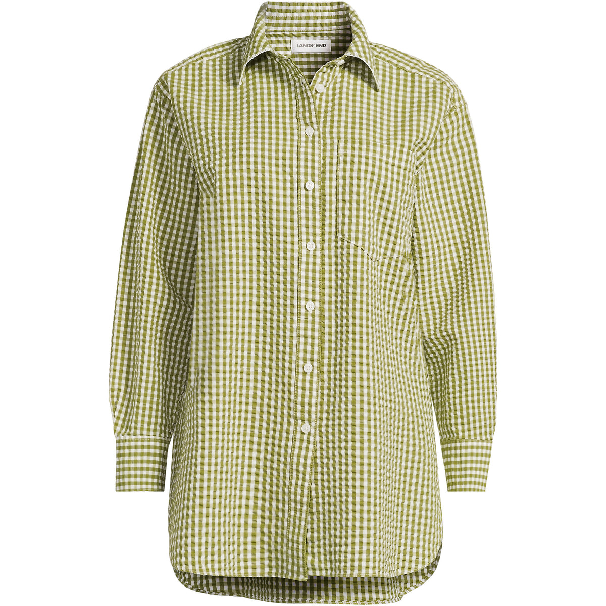 Women's Plus Size Oversized Seersucker Shirt