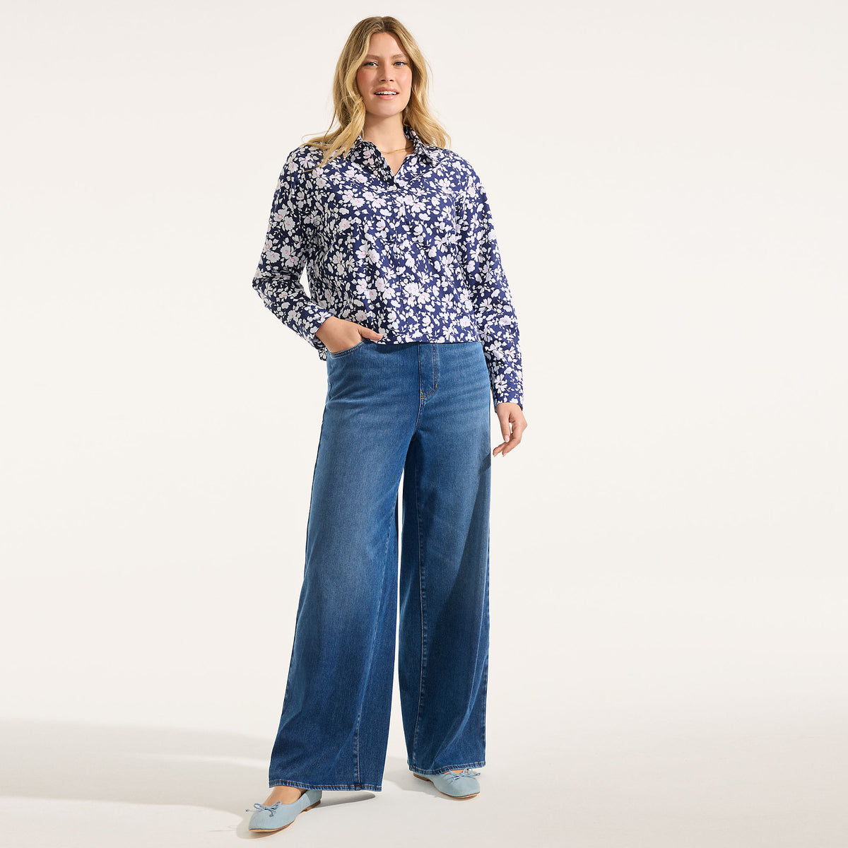 Women's Starfish Denim High Rise Wide Leg Jeans