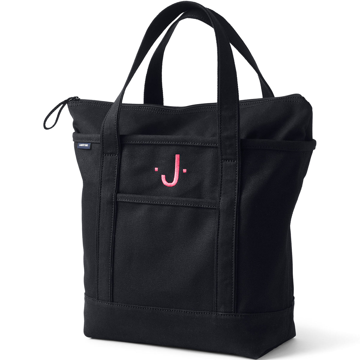 Medium Solid Color 5 Pocket Zip Top Canvas Tote Bag