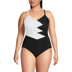 Women's Plus Size SlenderSuit Pleated Low Leg One Piece Swimsuit