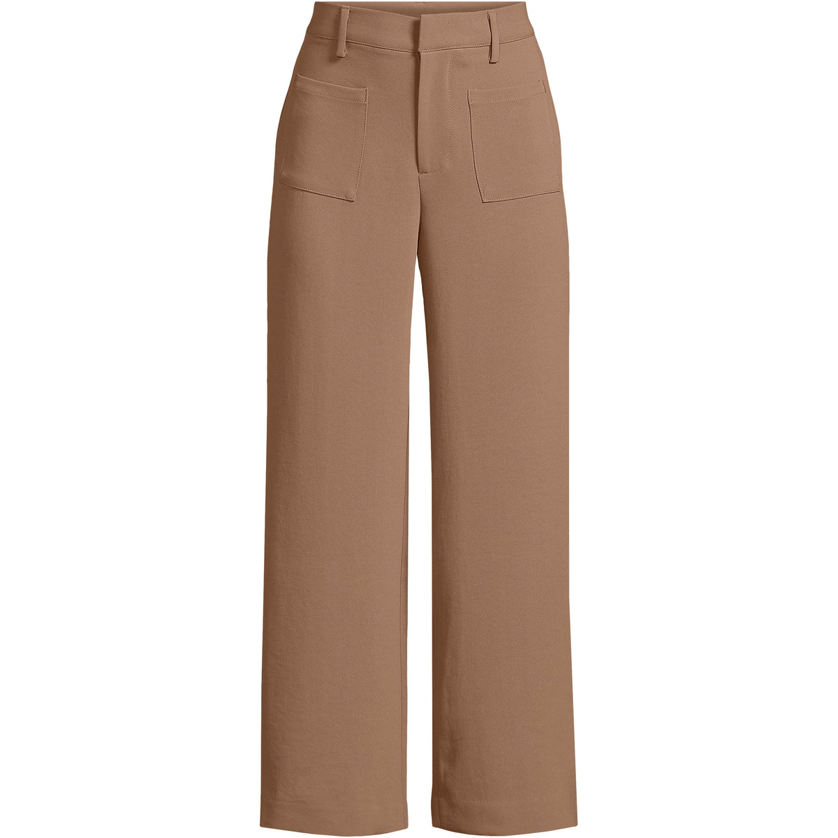 Women's Crepe High Rise Patch Pocket Wide Leg Crop Pants