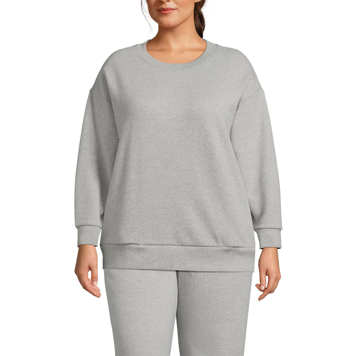 Women's Plus Size Serious Sweats Oversized Long Sleeve Crew Neck Sweatshirt - Set Top