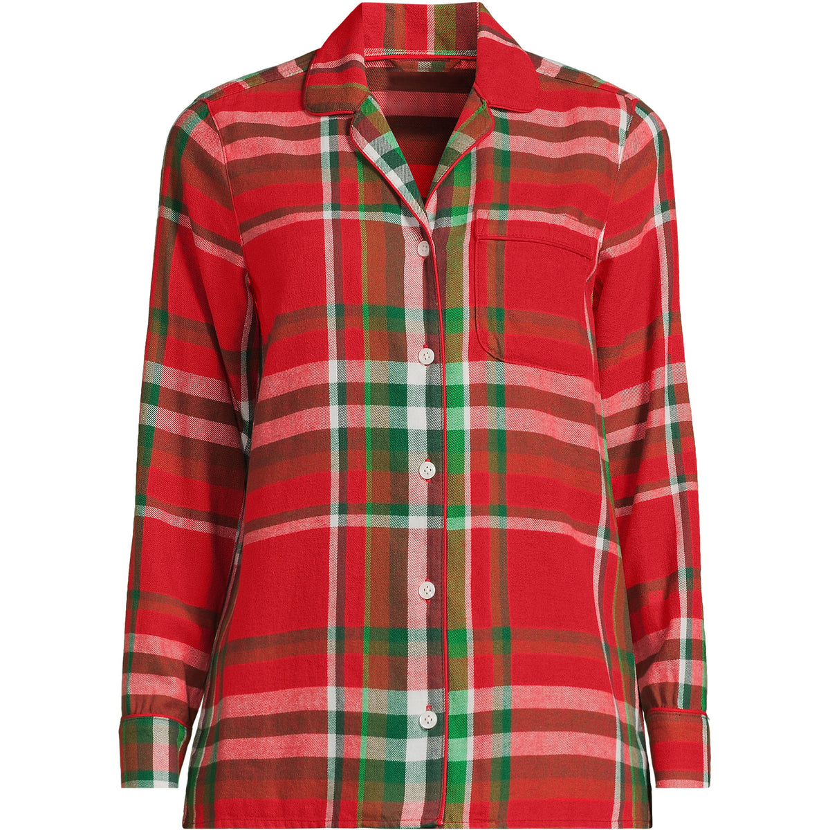 Women's Plus Size Long Sleeve Print Flannel Pajama Top