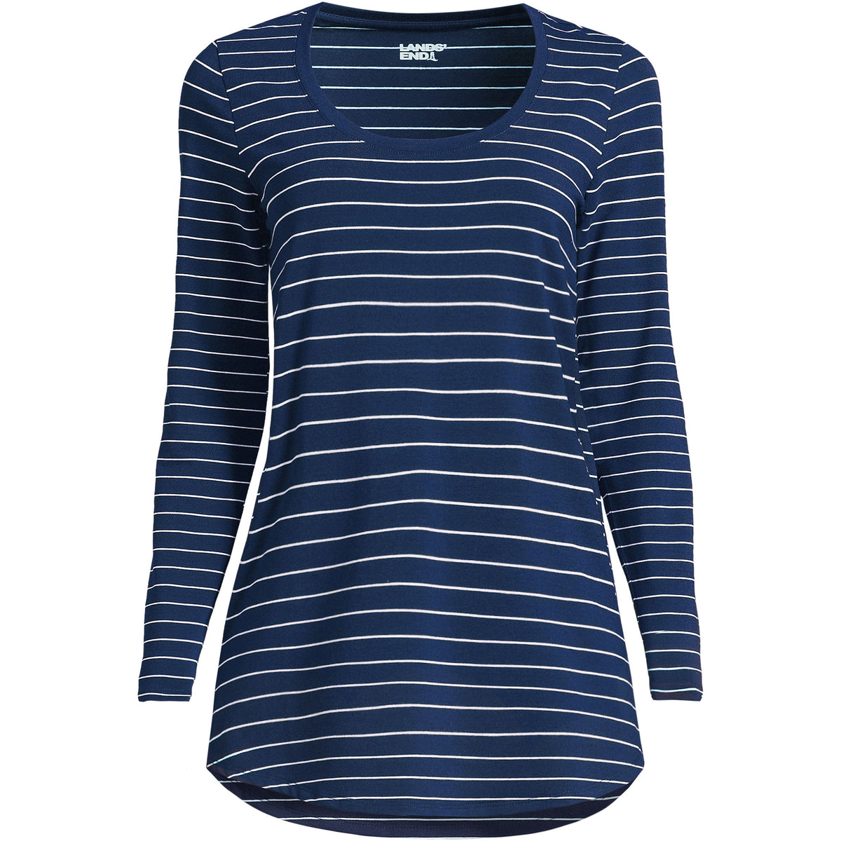 Women's Long Sleeve Power Performance Scoop Neck Curved Hem Tunic Tee