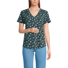 Women's Short Sleeve Lightweight Jersey Gathered Shoulder T-Shirt