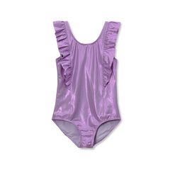 Girls Chlorine Resistant Scoop Neck Ruffle One Piece Swimsuit