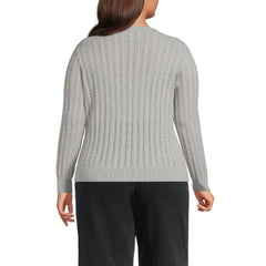 Women's Plus Size Cotton Pointelle Modern Cardigan Sweater
