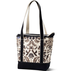 Medium Print 5 Pocket Zip Top Long Handle Canvas Tote Bag