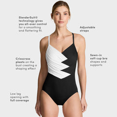 Women's Plus Size New SlenderSuit Pleated Low Leg One Piece Swimsuit