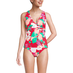 Women's D-Cup V-Neck Plunge X Back Tankini Top