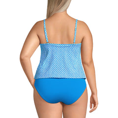 Women's Plus Size Chlorine Resistant Smoothing Control Blouson Fauxkini One Piece Swimsuit