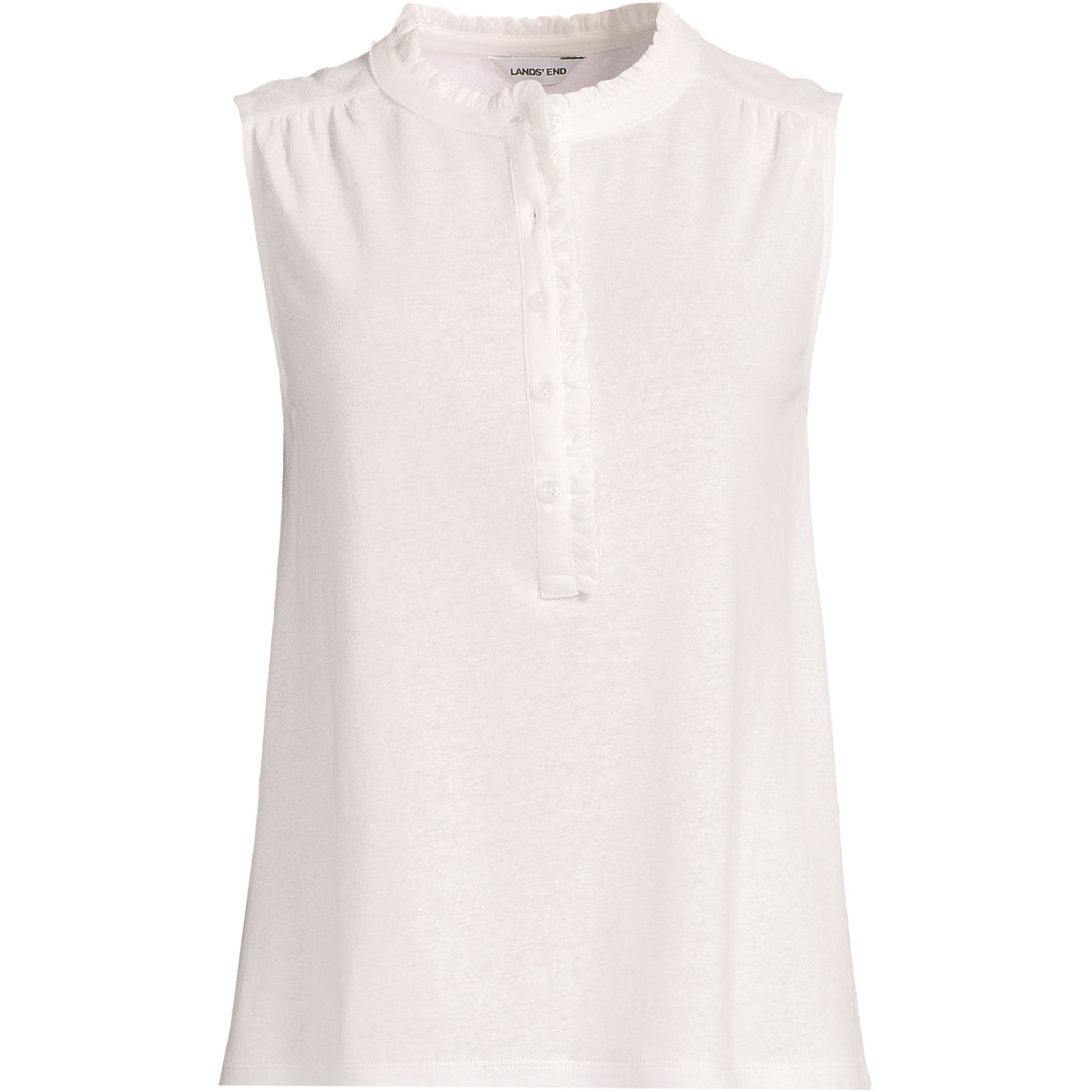 Women's Plus Size Linen Blend Ruffle Trim Tank Top