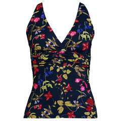 Women's Petite V-Neck Plunge X Back Tankini Top