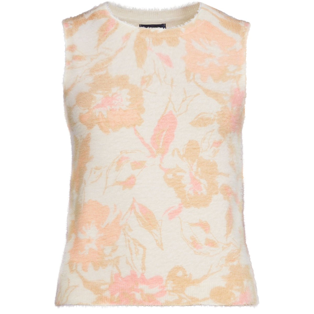 Women's Plus Size Fine Gauge Eyelash Printed Sleeveless Sweater - Set Top