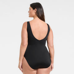 Women's Plus Size Tugless V-Neck High Leg One Piece Swimsuit