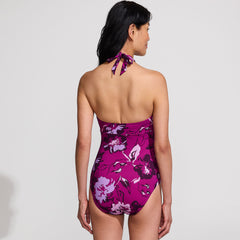 Women's Criss Cross Halter One Piece Swimsuit
