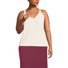 Women's Plus Size Cotton Cable Vneck Tank Sweater