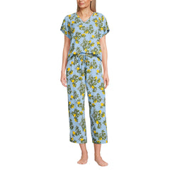 Women's Tall Cooling Pajama Set - Short Sleeve Top and Crop Pants