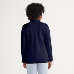 Women's Fine Gauge Cotton Button Front Blazer Sweater