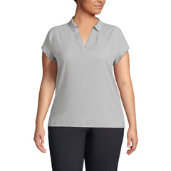 Women's Plus Size Short Sleeve Split Neck Crepe Blouse