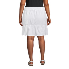 Women's Plus Size High Rise Pull On Elastic Waist Tiered Crinkle Knit Skirt