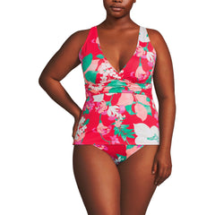 Women's Plus Size V-Neck Plunge X Back Tankini Top