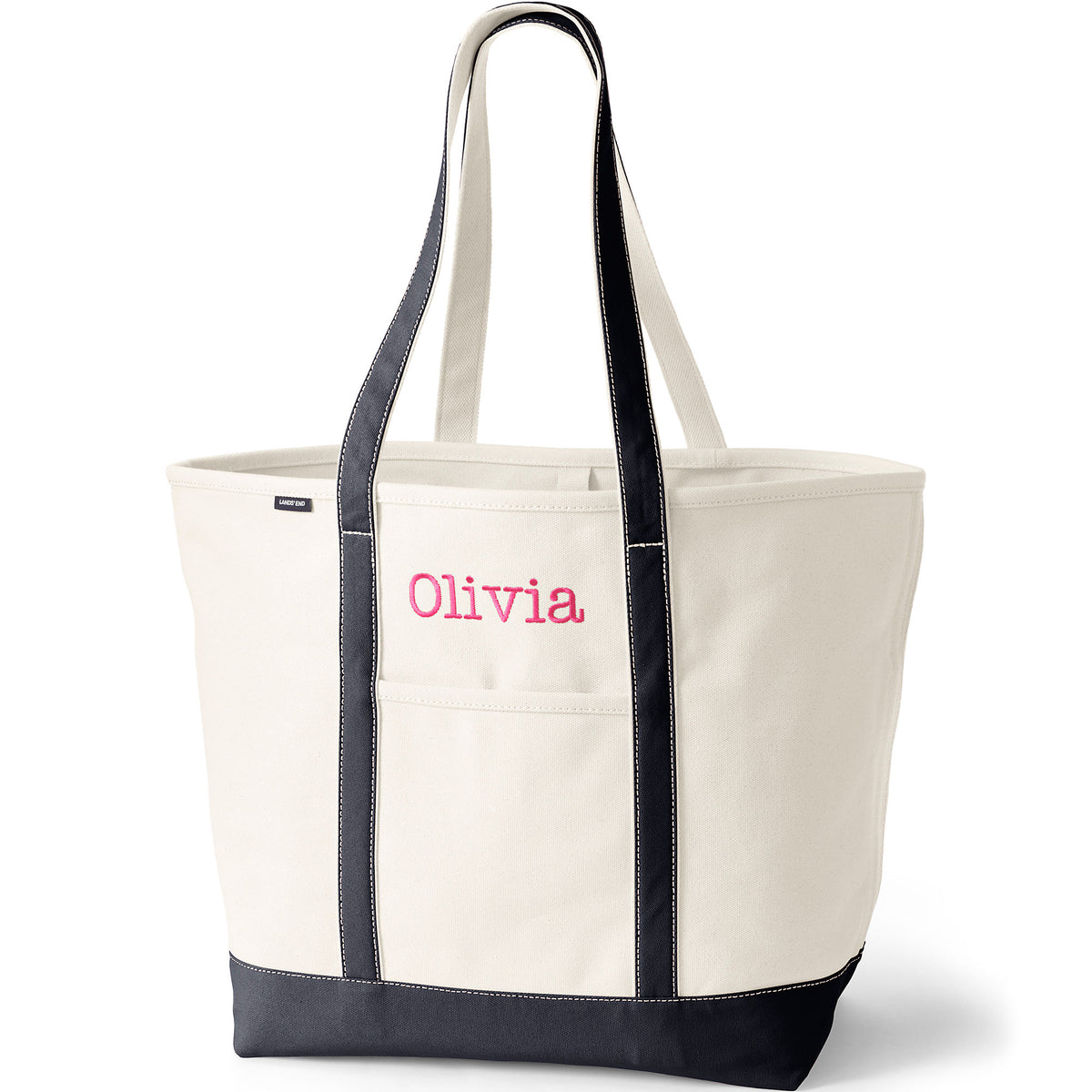 Extra Large 5 Pocket Open Top Long Handle Canvas Tote Bag