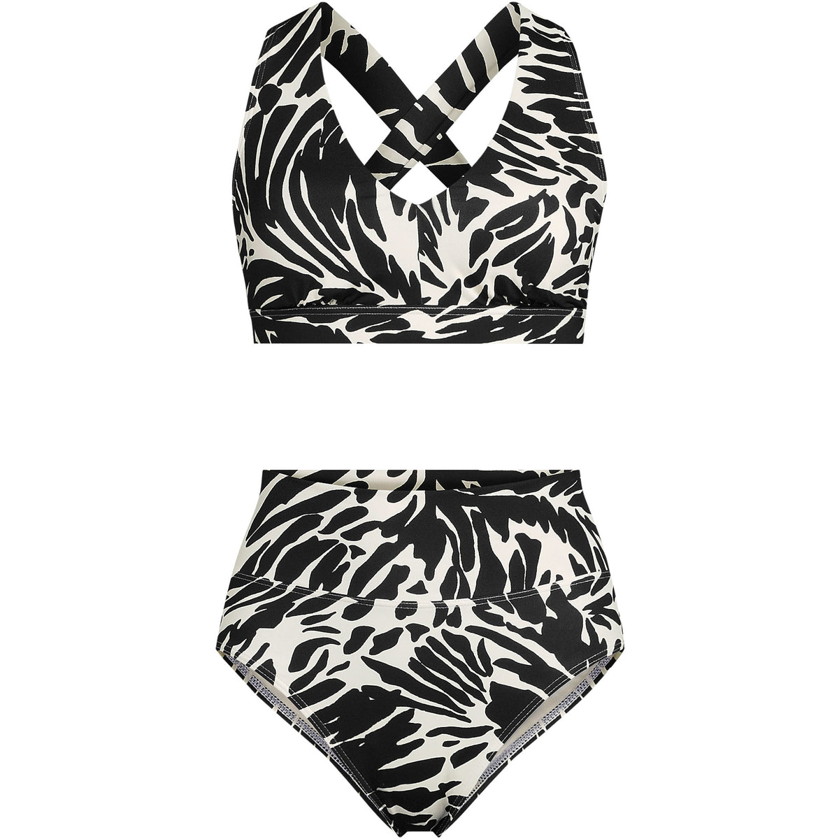 Women's Plus Size V-Neck Bikini and High Waisted Bottom Swimsuit Set