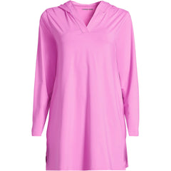 Women's Plus Size SunShade UPF 50 Hooded Mini Swim Swim Cover-Up Dress