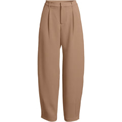 Women's Plus Size Crepe High Rise Pleated Barrel Leg Ankle Pants